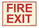 41d3APhWvnL. SL160  Jessup EG 7520 F 104 RP Fire Exit   Sign, Red Letters on Photoluminescent Background, 14 by 10 Inch