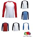 FRUIT OF THE LOOM LONG SLEEVE BASEBALL T SHIRT - (S-XXL)
