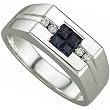 14Kt White Gold Blue Table Cut Sapphire and Diamond Men's Ring