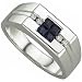 14Kt White Gold Blue Table Cut Sapphire and Diamond Men's Ring