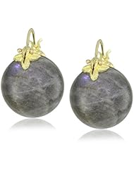 Gabrielle Sanchez 14mm Round Smooth Labrodorite Flyer Earrings