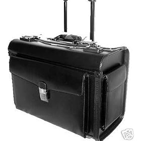 Mancini Black Lawyer/litigation Rolling Leather Briefcase