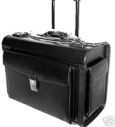 Mancini Black Lawyer/litigation Rolling Leather Briefcase