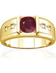 14K Yellow Gold Cushion Cut Ruby Solitaire Ring