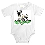 Onesie with bulldog, standing, dog, yellow, field