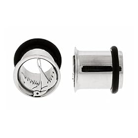 Single Flare Stainless Steel Dove Plug 00g - Sold as Pair