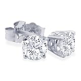 1 3ct Round Diamond Stud Earrings in 14K White Gold JK I2-3