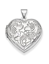 Genuine IceCarats Designer Jewelry Gift 14K White Gold Domed Heart Locket