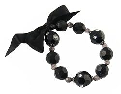 Bracelet - B185 - Crystalline - Stretch ~ Midnight Black with Crystals