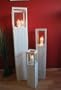 Windlicht S�ulen Set 3 tlg antik wei� Landhaus Shabby Chic
