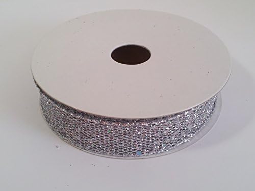 7/8" Wired Glitter Mesh Ribbon - 10 Yards (Silver)