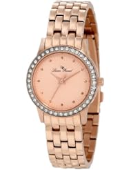 Lucien Piccard Womens 11696-RG-99 Monte Velan Rose Textured Dial Rose Gold Ion-Plated Stainless Steel Watch