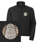 Artsmith, Inc. Men’s Embroidered Jacket Snow Owl – Black, Small thumbnail