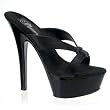6 Inch Sexy Black Shoe High Heel Platform Slipe On Shoes Black Leather / Black
