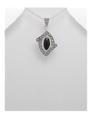 Marcasite Pendant Necklace In 92.5 Sterling Silver
