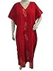 Gorgeous Hot Red Cotton Kaftan Long Dress Floral Printed Dress Sensual Nighty
