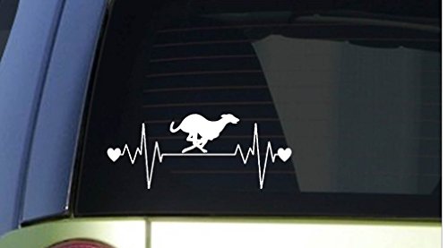 EZ-STIK Greyhound Heartbeat lifelineI221 8" Wide Sticker Decal dogracing Whippet