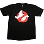 GHOSTBUSTERS Classic 80's Comedy Film Glow-In-The-Dark Ghost Logo Adult Black T-Shirt