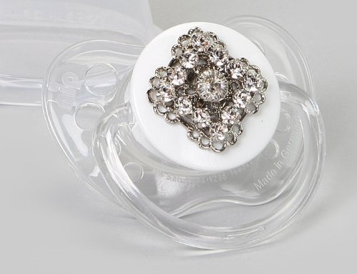 Clear Swarovski Filigree Pacifier A-6M+