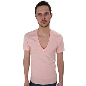 American Apparel 6456 Sheer Jersey Short Sleeve Deep V-Neck