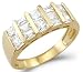 Solid 14k Yellow Gold Large CZ Cubic Zirconia Anniversary Fashion Band Ring