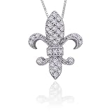 14K White Gold 0.15 ct. Diamond ''Fleur-De-Lis'' Pendant with Chain