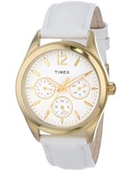 Timex Womens T2P071KW Ameritus Multi-Function White Dial, White Croco Patterned Leather Strap Watch