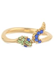 KARA by Kara Ross Crystal Snake Band, Gold with Green and Blue Crystals Ring, Size 8