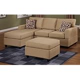 Manhattan Reversible Sectional Sofa (Hazelnut) with Ottoman and TV Entertainment Center