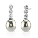 Antique Beauty: Sterling Silver Art Deco Inspired Bridal Style Faux Pearl Drop Earrings with Bezel Set CZ Diamonds