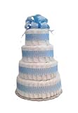 Classic Pastel Baby Shower Diaper Cake (4 Tier, Blue)