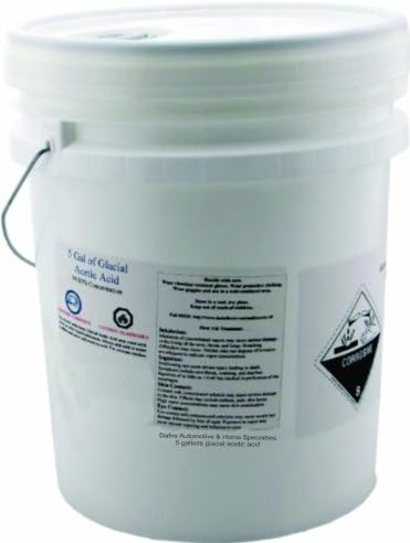5 Gallon Pail Tech Grade Glacial Acetic Acid 99.85% - concentrated vinegar - Plastic Pail with resealable Pour Spout