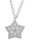 Platinum Plated Sterling Silver Pave Star Cubic Zirconia Pendant, 18"