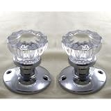 TWO FRENCH DOOR Crystal Glass Knobs SURFACE MOUNT HARDWARE genuine Depression Crystal Dummy Knobs