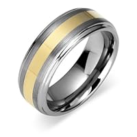 Handsome Two Tone 8mm Comfort Fit Mens Tungsten Carbide Wedding Band Ring Size 9