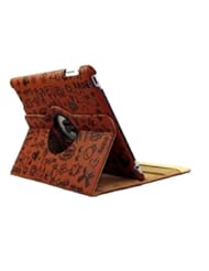 360 Degrees Rotating Stand Cute Magic Girl Cartoon Smart Cover Shell Pu Leather Case Sleep Wake for Apple Ipad 2 Brown
