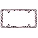 White Zebra with Black Stripes and Pink Trim Animal Print Wild Safari Auto Car Truck SUV Vehicle Universal-fit License Plate Frame - Plastic - Single