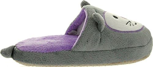 Static Footwear Girls Cute Animal Characters Comfy Open Back House Slippers,Grey Cat,10/11