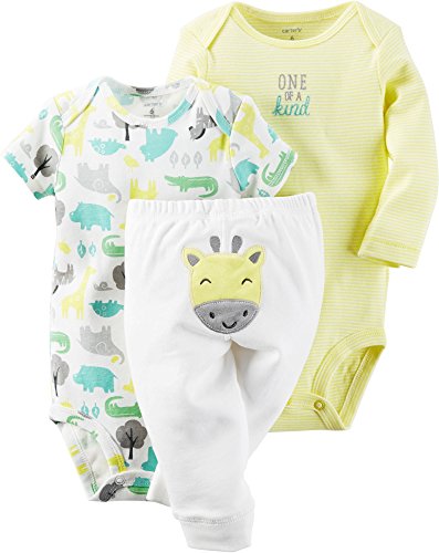 Carter's Unisex Baby 3 Pc Back Art 126g382, Yellow, 3 Months