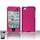 41d4%2BvYK1BL. SL160  Hot Rose Pink Design Rubberized Feel Protector Hard Case Cover for Apple iPod Touch 4G, 4th Generation