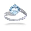 9MM Cushion Cut Natural Blue Topaz Ring In Sterling Silver 2.50 CTW In Size O
