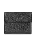 Forzieri Women's Pebble Italian Leather French Purse Wallet Black