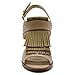 Ollio Womens Shoe Fringe Stack Block High Heel Sandal