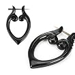 Organic Hand Carved Horn Tribal Stirrup Hanger Earring Set