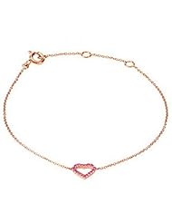 Heart Style Round Shape Pink Sapphire Bracelet in 14kt Rose Gold - Pleasing