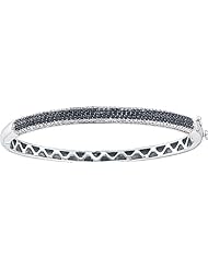 1.48ctw 5.0mm (1/5") Black Diamond Fashion Bangle 14K White Gold