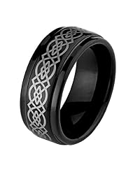 8mm Celtic Design Laser Engraved Black Cobalt Free Tungsten Carbide... by 