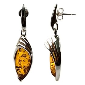 Honey Amber and Sterling Silver Earrings