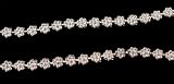 9' Shiny Silver Beaded Flower Christmas Garland #H9769