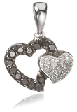 Image of 9ct White Gold Black and White Diamond Heart Pendant